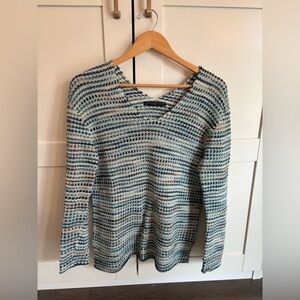 Peruvian Connection Knit Sweater Medium Colorful Geometric Pima Cotton